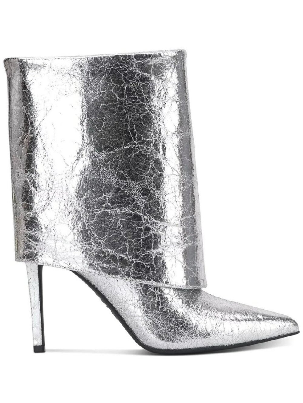 New INC Women’s Sabeel Bootie Silver Crinkle Leather Fold-Over Cuff  8.5M - Picture 2 of 5